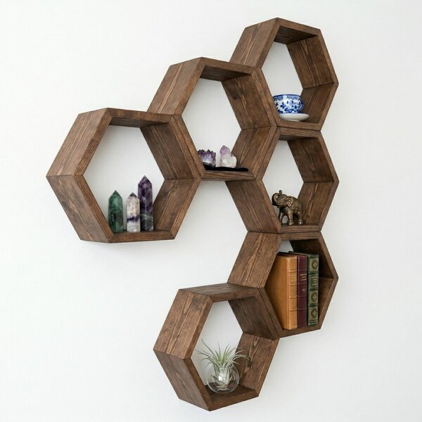 Hanah Home Dekoratív fa fali polc Wooden Raf317