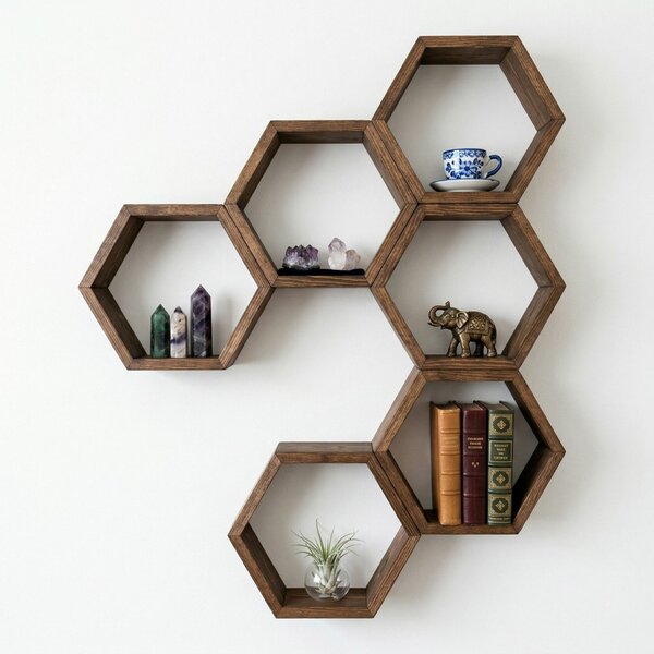 Hanah Home Dekoratív fa fali polc Wooden Raf317