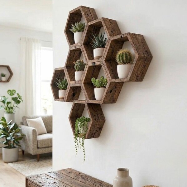 Hanah Home Decorative Wooden Wall Shelf Wooden Raf309