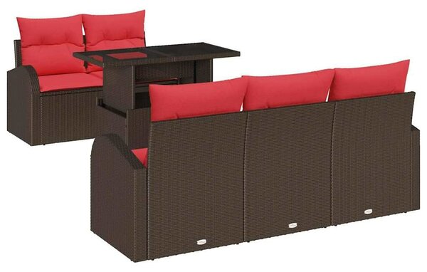 VidaXL Kerti Kanapé Szett párnával 6 pcs Barna polirattan