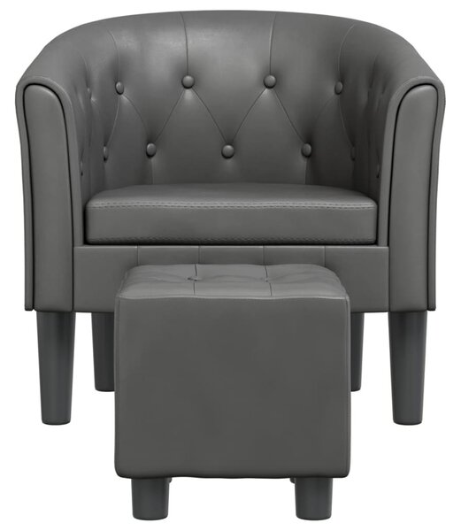 Szürke műbőr kagylófotel lábtartóval