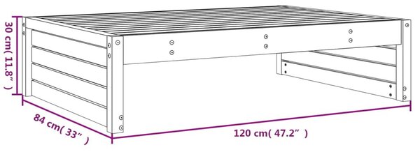 Fekete tömör fenyőfa kerti lábzsámoly párnával 120x80 cm