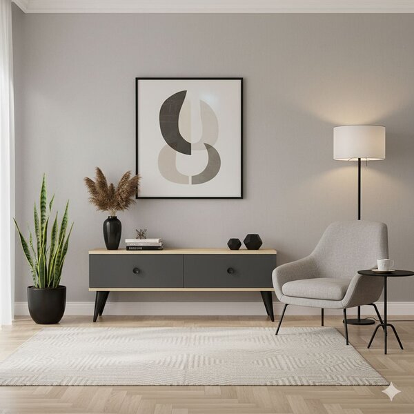 Hanah Home TV Stand Sapphire Oak Anthracite Mona 120 - Sapphire Oak, Anthracite