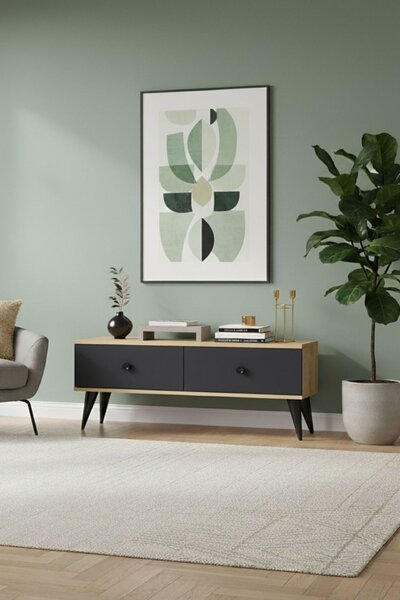 Hanah Home TV Stand Sapphire Oak Anthracite Mona 120 - Sapphire Oak, Anthracite