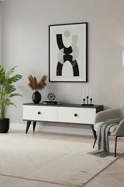 Hanah Home TV állvány antracit-fehér Mona 120 - Antracit, fehér