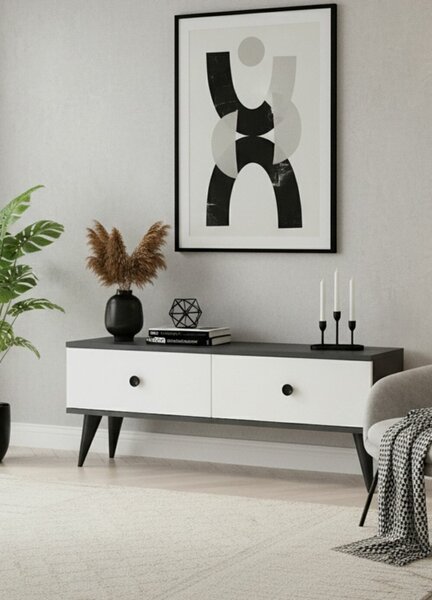 Hanah Home TV állvány antracit-fehér Mona 120 - Antracit, fehér