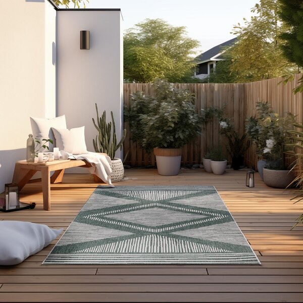 Zöld-krémszínű kültéri szőnyeg 120x170 cm Gemini – Elle Decoration