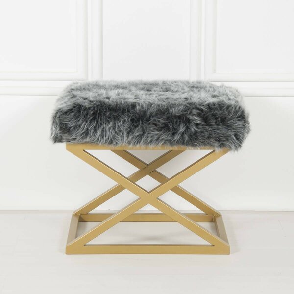 Atelier Del Sofa Capraz Plüss Puff, Arany és Szürke