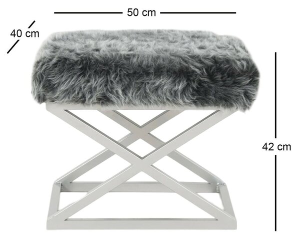Atelier Del Sofa Puff Ezüstszürke Capraz Plüss - Ezüst, Szürke