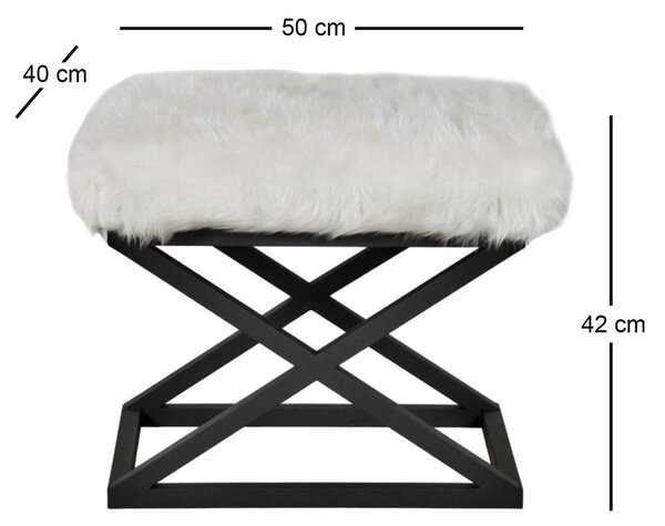 Atelier Del Sofa Puff Fekete Fehér Capraz Plüss - Fekete, Fehér