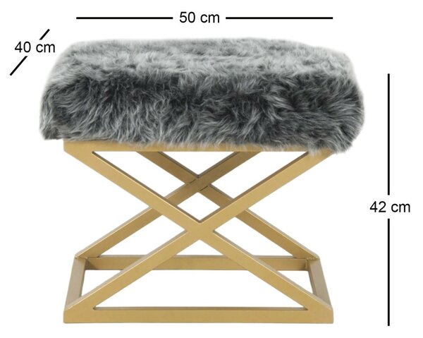 Atelier Del Sofa Capraz Plüss Puff, Arany és Szürke