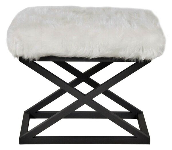 Atelier Del Sofa Puff Fekete Fehér Capraz Plüss - Fekete, Fehér