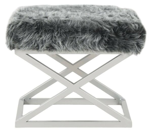 Atelier Del Sofa Puff Ezüstszürke Capraz Plüss - Ezüst, Szürke