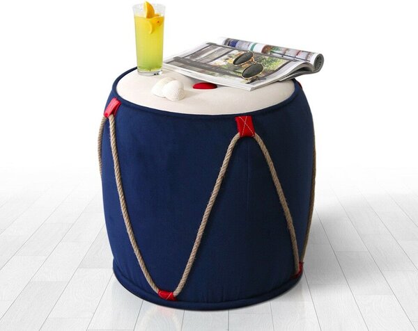 Atelier Del Sofa Puff Kék Fehér Fora - Kék, Fehér