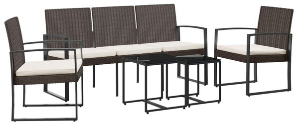 5 részes barna polyrattan kerti étkezőgarnitúra párnákkal