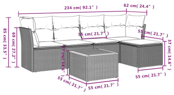 VidaXL Polyrattan Kerti Ülőgarnitúra - 6 részes - Bézs