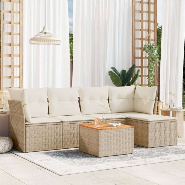 VidaXL Polyrattan Kerti Ülőgarnitúra - 6 részes - Bézs