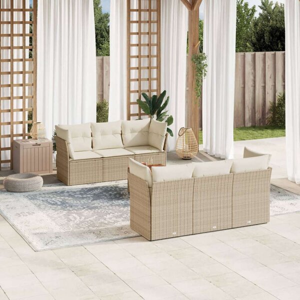VidaXL Polyrattan Kerti Ülőgarnitúra - 7 részes, Bézs