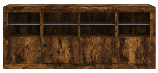 Füstös tölgy színű tálalószekrény LED-ekkel 163 x 37 x 67 cm