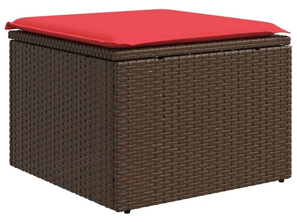 VidaXL 7 db barna polyrattan kerti kanapégarnitúra párnákkal