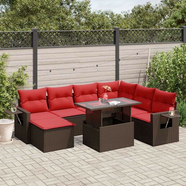 VidaXL 8 db barna polyrattan kerti kanapégarnitúra párnákkal