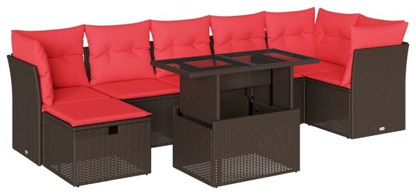 VidaXL 8 db barna polyrattan kerti kanapégarnitúra párnákkal
