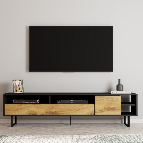 Hanah Home TV állvány BlackOak Luga - Fekete, Tölgy
