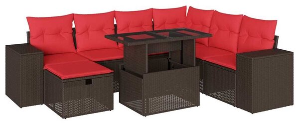 VidaXL 8 db barna polyrattan kerti kanapégarnitúra párnákkal