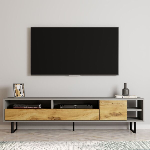 Hanah Home TV Stand Grey Oak Luga - Grey, Oak