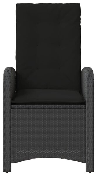 2 db fekete polyrattan dönthető kerti szék párnával