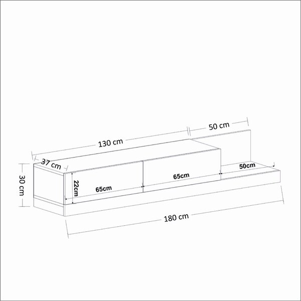 Hanah Home TV Stand Travertine Anthracite Major - Travertine, Anthracite