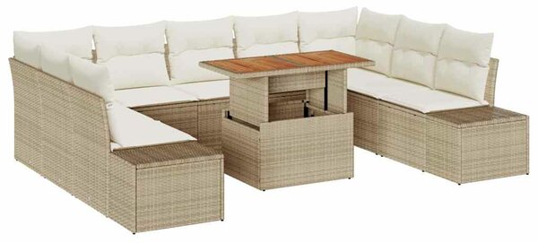 VidaXL Kerti Kanapé Szett 10 db Beige és krém