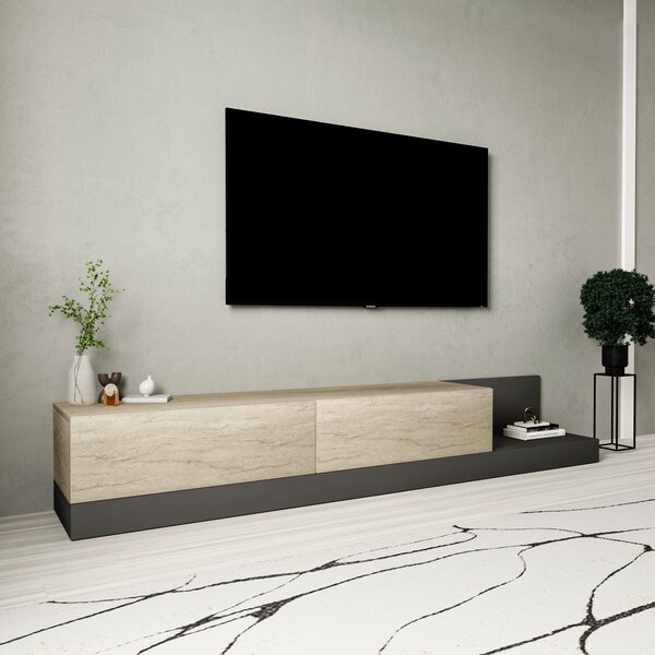 Hanah Home TV Stand Travertine Anthracite Major - Travertine, Anthracite