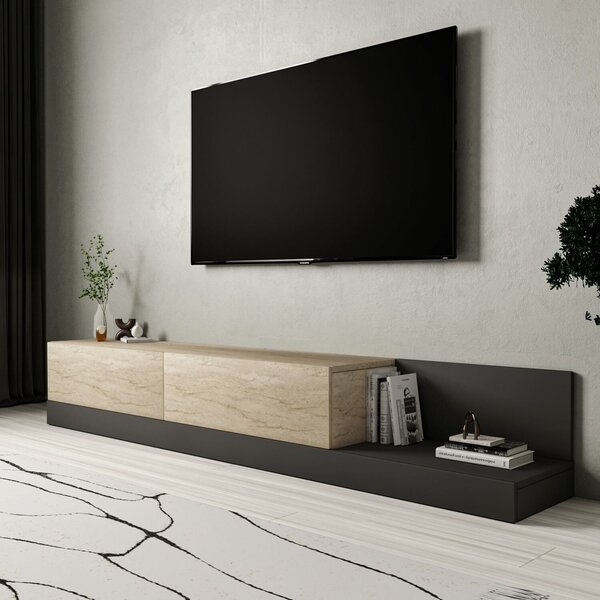 Hanah Home TV Stand Travertine Anthracite Major - Travertine, Anthracite
