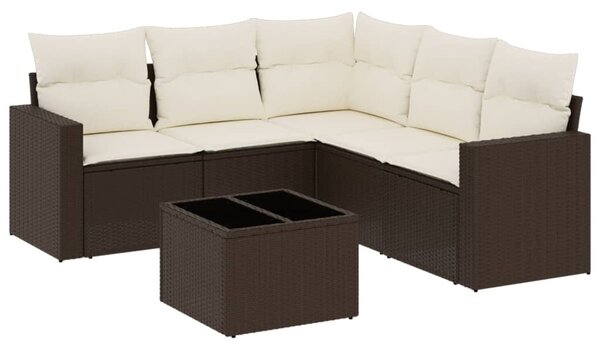 6 részes barna polyrattan kerti ülőgarnitúra párnával
