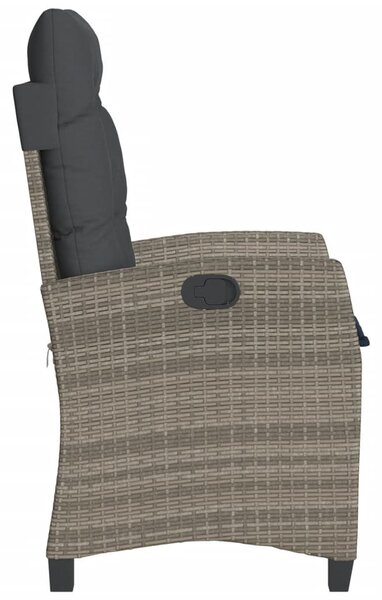 Szürke polyrattan dönthető kerti szék párnákkal