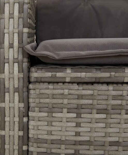 Szürke polyrattan dönthető kerti szék párnákkal