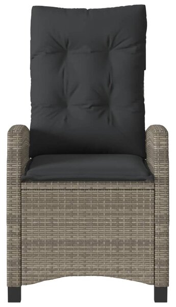 Szürke polyrattan dönthető kerti szék párnákkal