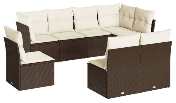 8 részes barna polyrattan kerti ülőgarnitúra párnákkal