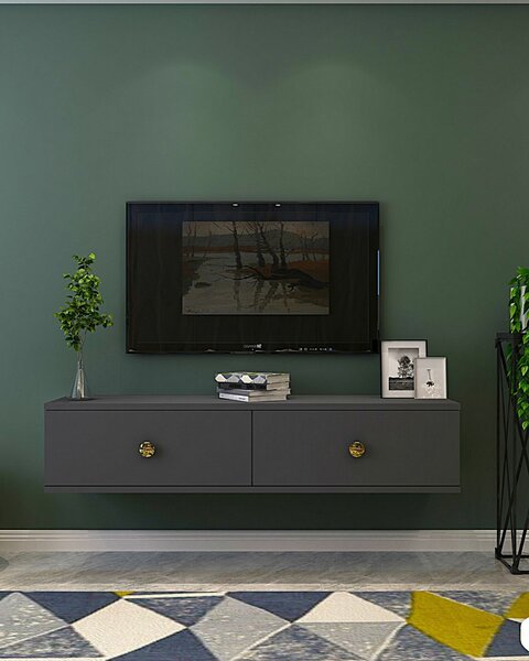 Hanah Home Zuzu 120 TV állvány - Antracit, Arany