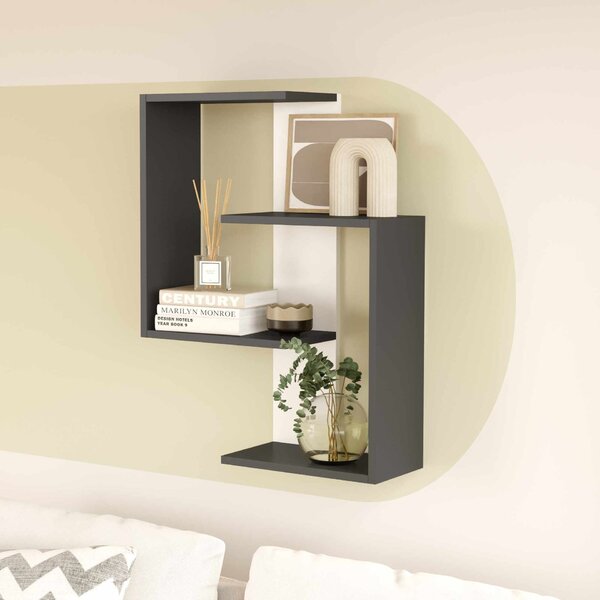Hanah Home Lisbon fali polc - antracit, fehér