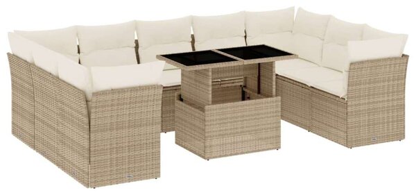 VidaXL Polyrattan Kerti Ülőgarnitúra - 10 részes - Bézs