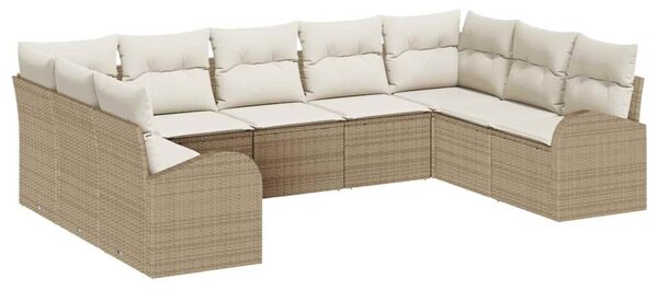 VidaXL Kerti Kanapé Szett 9 db Beige és Fehér polirattan