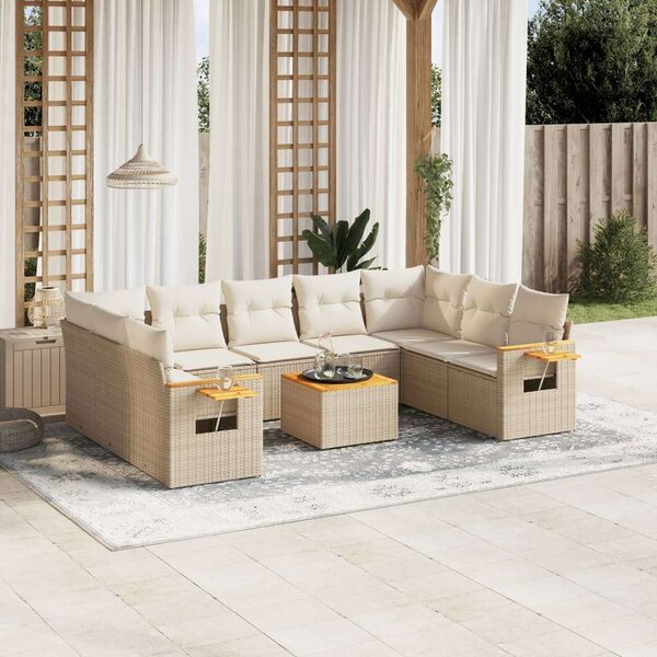 VidaXL Polyrattan Kerti Ülőgarnitúra - 10 részes - Bézs