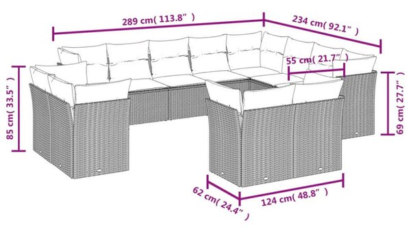 VidaXL Polyrattan Kerti Ülőgarnitúra - 12 részes - Bézs