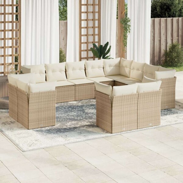 VidaXL Polyrattan Kerti Ülőgarnitúra - 12 részes - Bézs