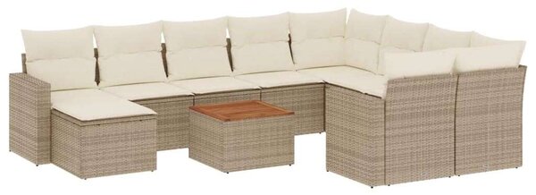 VidaXL 11 részes bézs polyrattan kerti ülőgarnitúra párnákkal