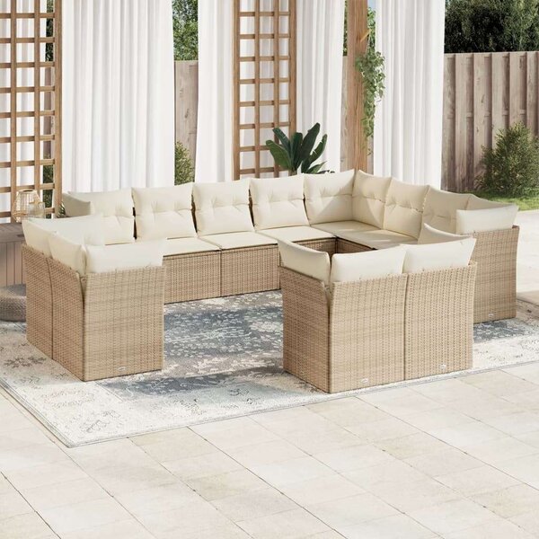 VidaXL Polyrattan Kerti Ülőgarnitúra - 12 részes - Bézs