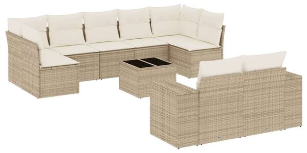 VidaXL Polyrattan Kerti Ülőgarnitúra - 10 részes - Bézs