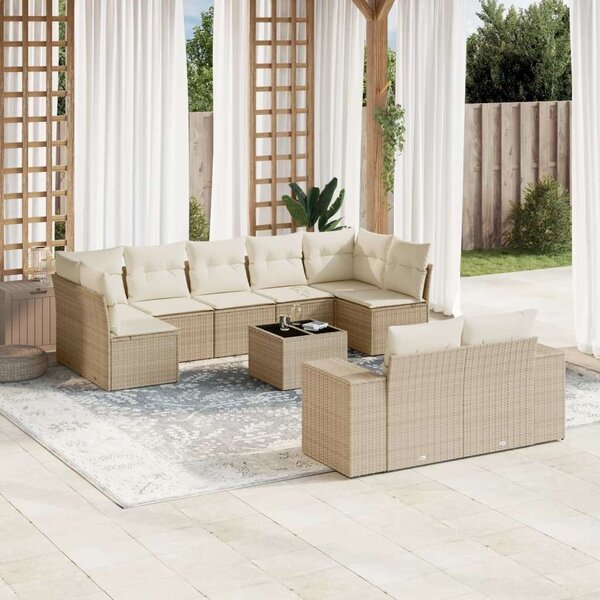 VidaXL Polyrattan Kerti Ülőgarnitúra - 10 részes - Bézs